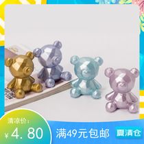 INS creative lucky bear birthday cake decoration cartoon geometric gown party cake decoration bear