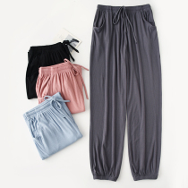 Rotattoo Artificial Cotton Sleeping Pants Woman Male Spring Summer Thin Loose Cotton Silk Lovers Home Pants Closing Long Pants Light Cage Pants