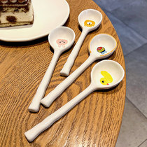 Cute Japanese ceramic spoon girls high-value household drink soup small spoon creative cartoon dorm handmade soup spoon