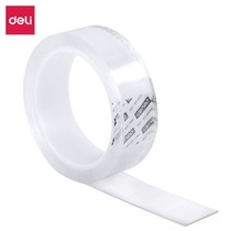 Deli 33601 double-sided transparent tape High-viscosity double-sided adhesive transparent non-perforated waterproof moisture-proof washable roll