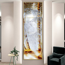 Custom European style light luxury carved tempered gold foil art glass living room entrance entrance TV background wall palm tree