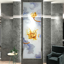 Custom-made new Chinese modern carved gold foil tempered art glass porch living room room decoration background wall peony