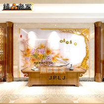 Customized carved tempered decorative art glass home TV sofa entrance background Wall new Chinese wealth tree