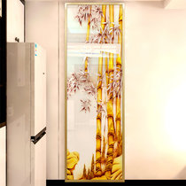 Customized now new Chinese carved gold foil tempered art glass living room entrance TV background wall bamboo