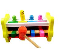 Knocking color small jumping people 1-3 years old early education Montessori teaching aids knocking ball table hammer box hitting trapeze toy piling table