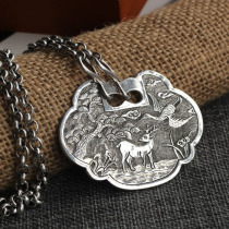 999 sterling silver safe lock foot silver long life lock baby baby full moon ceremony adult Chinese style old silver with necklace