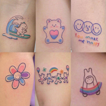Sticked with cute little fresh cartoon tattoo stickers waterproof female lasting simulation Korean dark wind Japanese system