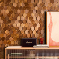  Hexagonal hexagonal Nanyang Black Walnut log solid Trojan Saike TV background wall Trojan Saike puzzle