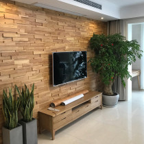 Solid wood mosaic TV background wall boat wood main porch corridor bedroom decoration log wooden head wall decoration