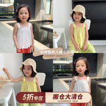 Chen Chen mother girl clothes Childrens sling top Summer thin breathable foreign style female baby cotton small halter shirt