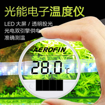 Fish tank thermometer external LED aquarium LCD high precision Fahrenheit Celsius transparent charging solar digital display