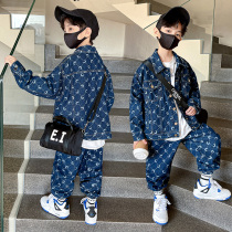 Boy cowboy suit Spring paragraph 2022 new ocean gas fried street Two sets of spring and autumn Chinese large children casual boomers