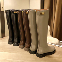 Chuang womens shoes gold lock buckle but knee boots Knight boots 2021 Spring and Autumn new boots Brown high boots