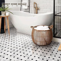 Marble mosaic background wall tiles balcony kitchen bathroom black and white woven floor tiles toilet tiles