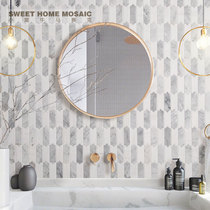 Stone mosaic mosaic mosaic background wall TV wall cultural fossil white marble kitchen toilet floor non-slip