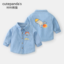 Baby denim shirt Autumn spring and autumn childrens shirts Children 1 year old 3 baby tops 12 months young children Y6145