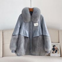 European fox fur fur coat women 2021 New Lotus fashion young leather leather clothing