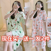 Buy one send a pure cotton short sleeve sleeping robe lady sexy lacing cardiovert bathrobe summer pyjamas and cotton quality home clothes
