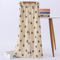 Sleeping Pants Woman Pure Cotton Spring Autumn Broadlegged Pants Single Piece Long Pants Summer Thin style Loose Big Code Soft Full Cotton Outwear Home Pants