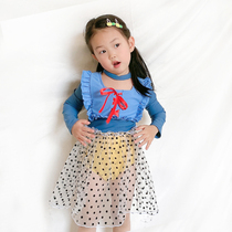 Childrens swimsuit girl little princess Korean net red girl baby child one-piece long-sleeved sunscreen warm bathing suit