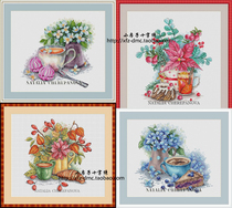 Small house cross-stitch French DMC line set flower dessert Tea Tea coffee milk cake food