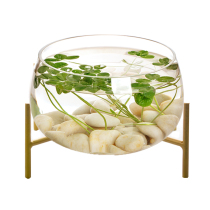 Creative glass fish tank living room small round goldfish tank aquarium turtle tank desktop lazy large hydroponic tank