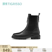 Winter Bull Leather Fashion Round Head Fashion Boots Inn Locomotive Thick Bottom Short Boots TA21724-51