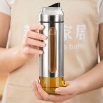 Leak-proof glass oil pot automatic opening and closing stainless steel pour oil tank Kitchen household pot Edible oil bottle Seasoning sauce vinegar