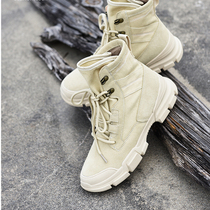 Mountaineering shoes women summer high-help lightweight waterproof non-slip breathable outdoor desert hiking shoes leather Special Forces combat boots