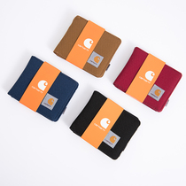 Tide brand wallet Kahart new canvas short ultra-thin wallet fashion Japanese and Korean solid color young student card tide
