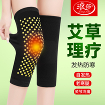 Langsha Wormwood knee cover self-heating sheath warm old cold leg joint cold male Lady middle-aged and elderly paint