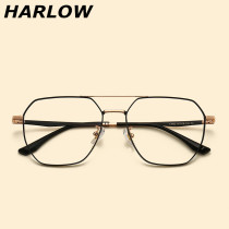 Double beam black gold eyeglass frame men and women large frame retro big face thin pilot can be equipped with lenses myopia eyeglass frame men