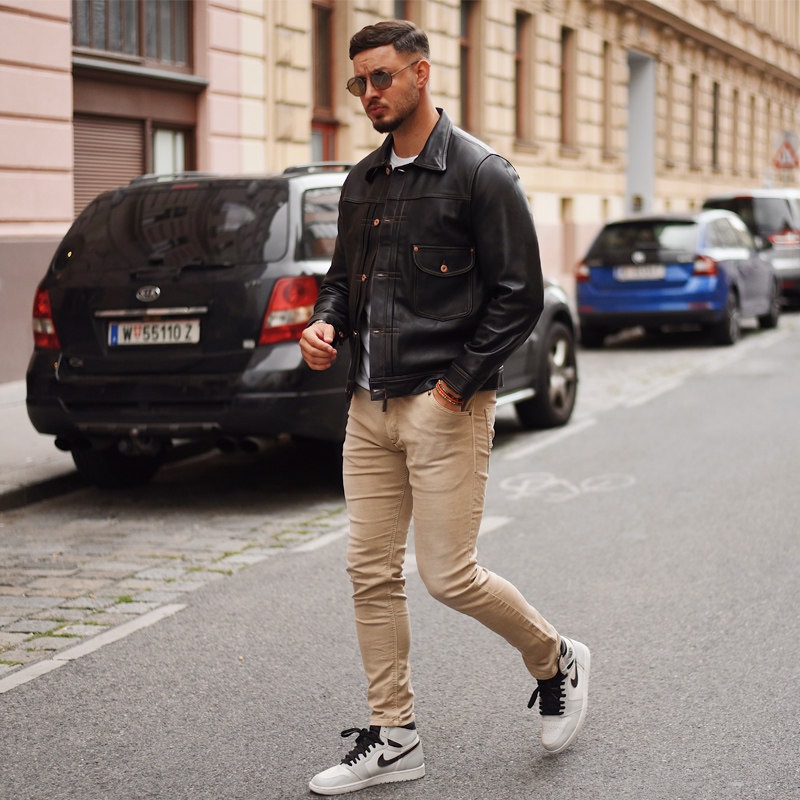 2019 new 506XX first layer cowhide leather leather mens motorcycle jacket Hu Ge with tooling jacket