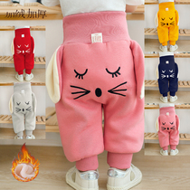 Baby pants cute autumn baby pants for men and women big pp pants winter pants high waist belly pants plus velvet childrens pants
