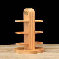 Original wood color beech wood six pipe rack 360 degrees full solid wood rotating pipe rack pipe collection display rack