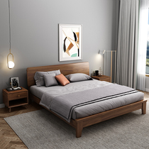 Modern minimalist double bed 1 8 Master Bedroom 1 5 new Chinese style high grade black walnut full solid wood bed factory direct sale bed
