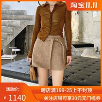 ODTD vintage plaid skirt 21 autumn niche designer High waist lace-up hip short skirt solsolsol