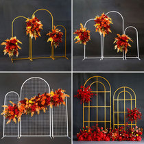 New Chinese wedding props Wrought iron decorative arches Forest wedding scene layout stage background grid screen