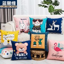 Simple cartoon pattern pillow cushion sofa office bed back cushion waist pillow bedside pillow case containing core