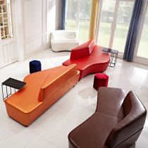 Office Furniture Minimalist guest area Reception Alien sofa trio Place creative business leather Sofa Tea Table Combinations