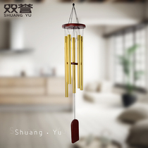 Shuangyu golden five-tube wooden wind chimes ornaments home decoration pendant simple creative holiday hipster gifts