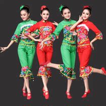 New flower cloth fan dance performance costume temple fair folk dance costume female adult northeast two people turn Yangko suit