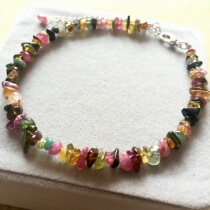 Natural tourmaline anklet fortune adjustable 925 silver plated fashion versatile colorful crystal female jewelry gift