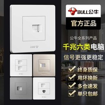 Bull network cable network port socket panel Computer network cable box Network fiber 6 six types of gigabit dual-port broadband 86