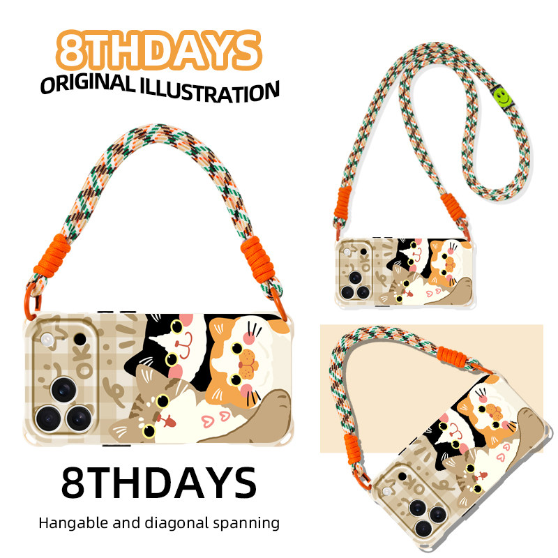 Crossbody Lanyard Strap Cats iPhone Case