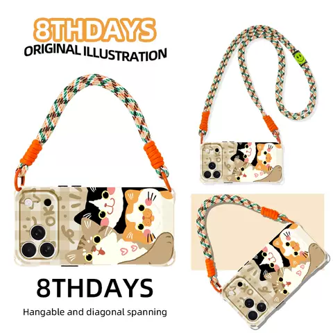 Crossbody Lanyard Strap Cats iPhone Case for iPhone 18 – 13