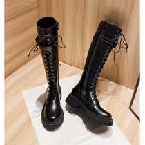 FXSO Square Alley Rider Boots Woman 2022 Spring new long cylinder thick bottom though knee-length boots female Martin boots gush