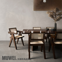 Chandigarh Solid Wood Vine-Knitted Casual Chair Subarmrest Dining Chair Designer Minjuku Hotel Retro Chair PJ Rattan Chair