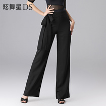 Latin dance pants high waist dance wide leg pants lace up national standard dance straight pants modern dance pants dance practice pants