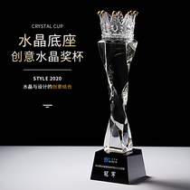 Creative Crystal Crown Trophy Company Enterprise Employees Year-end Quarterly Awards Customization Competition Champion Medal